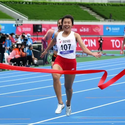 她轻松赢得了400米比赛。