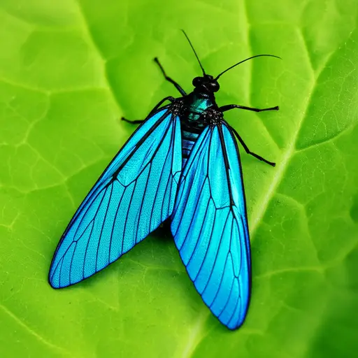 这只昆虫有蓝色的翅膀。
