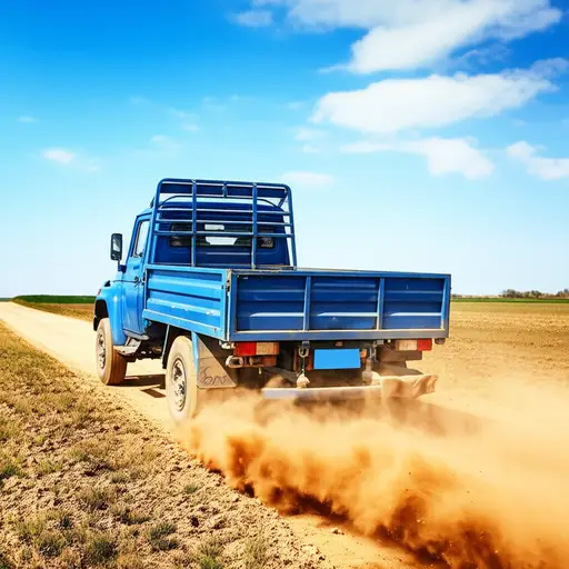 驶过的卡车在身后扬起一片尘土。