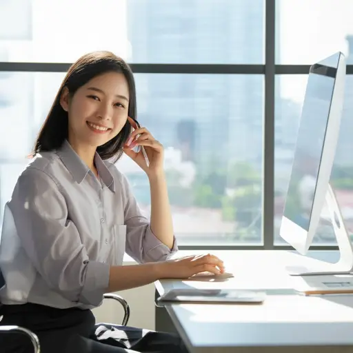 一个月后，她在新工作中感到自在。