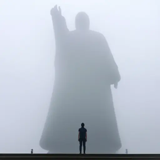 看着那座巨大的雕像，我感觉自己像只蚂蚁。