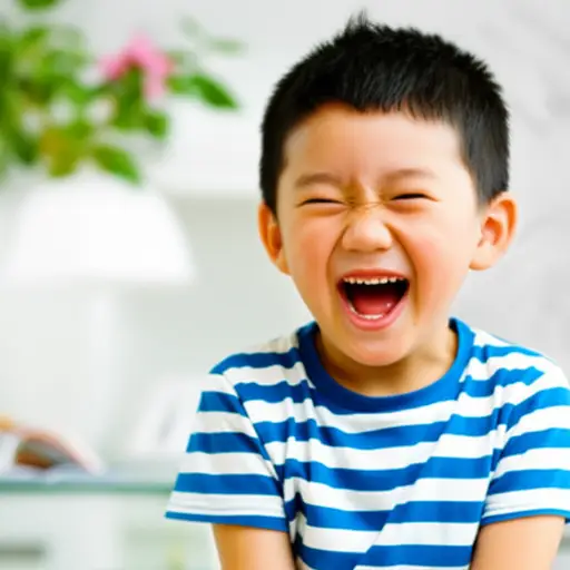 我弟弟的笑声总是很大。