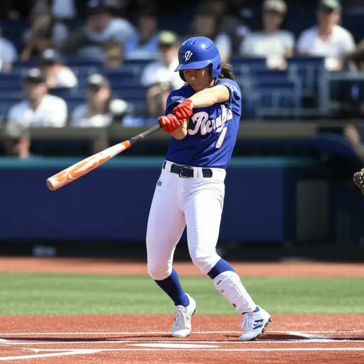 她在棒球比赛中用球棒击出了一个漂亮的安打。