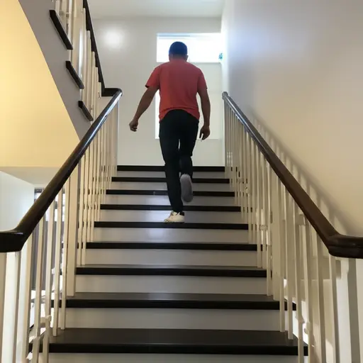 他爬楼梯到了二楼。