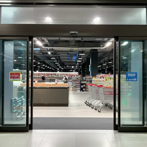 大多数超市都有自动门。