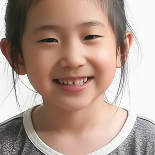 她掉了一颗门牙。