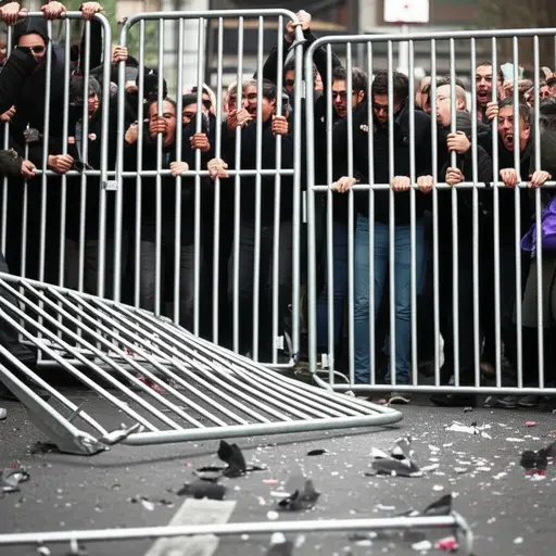 抗议者冲破了障碍。