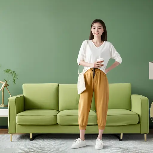 她更喜欢浅绿色来装饰她的客厅。