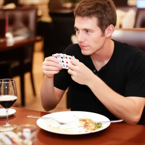 晚饭后，他拿出了一副牌。