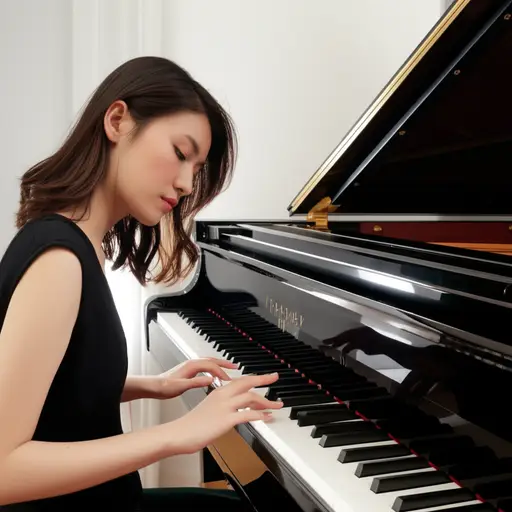 通过练习，她培养了优美弹钢琴的能力。