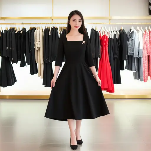 她想要一条简单的黑色连衣裙，不要那种华丽的。