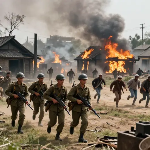 武装士兵袭击了村庄。