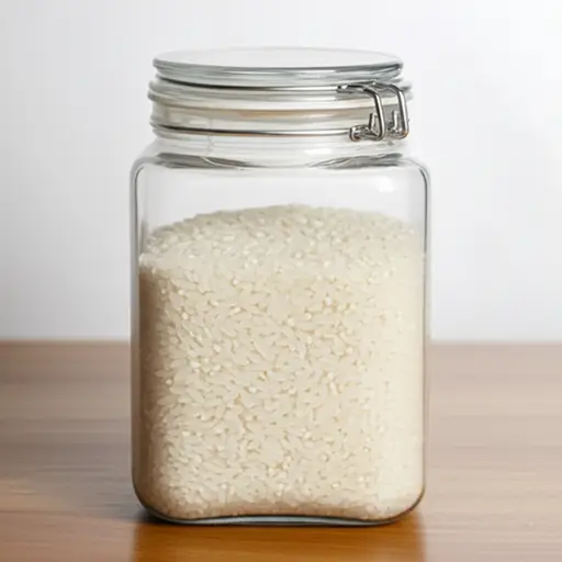 这米储存在一个密封容器里。