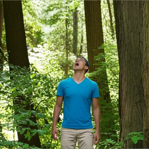 在森林里迷路时，我大声呼救。