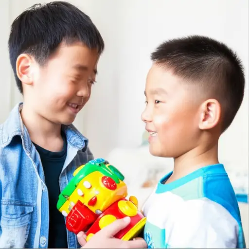 他把旧玩具传给了他的表弟。