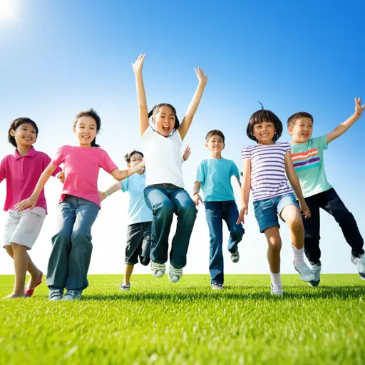 孩子们喜欢跳得很高。