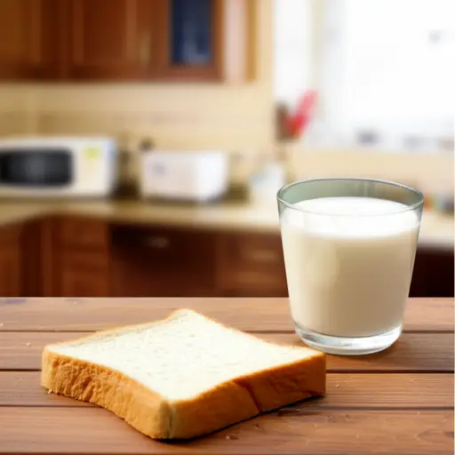 我早餐吃了面包和牛奶。