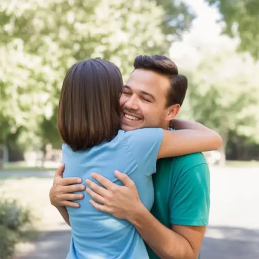 我们见面时总是互相拥抱和亲吻。