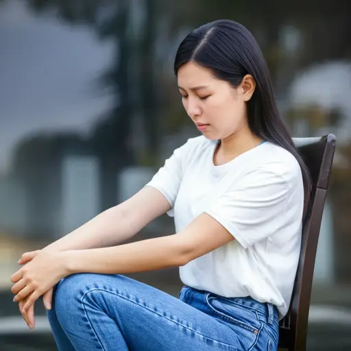 听着那个悲伤的故事，她的眼里充满了泪水。