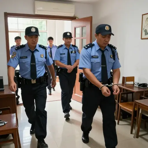 警察突然冲进房子逮捕嫌疑人。