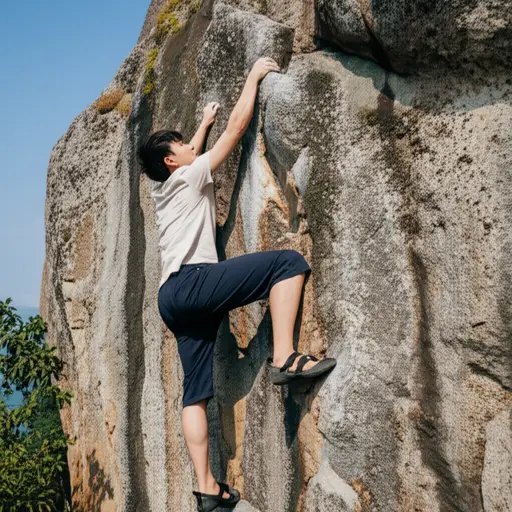 穿T恤和短裤使攀爬更容易。