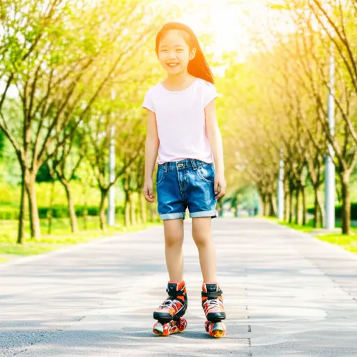 她很喜欢她的新轮滑鞋。