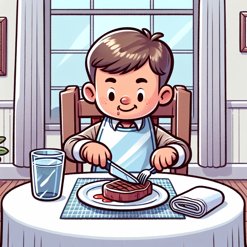 我用刀子和叉子吃牛肉。