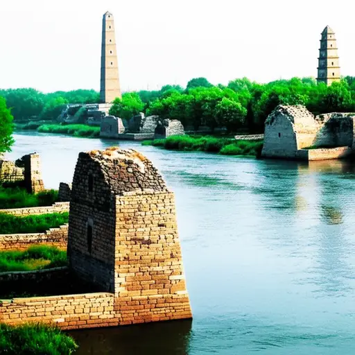 沿河有许多历史遗迹。