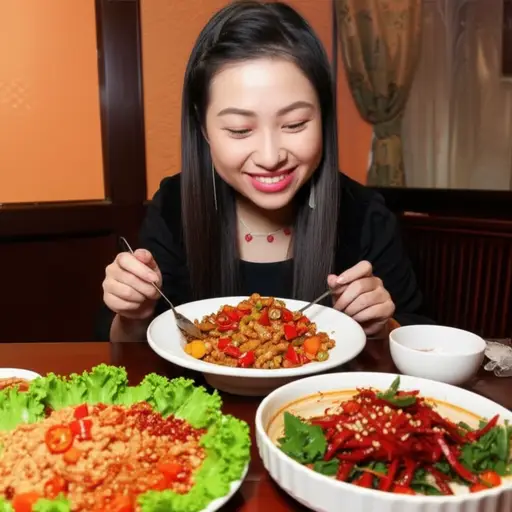 她更喜欢辣而辛辣的食物。