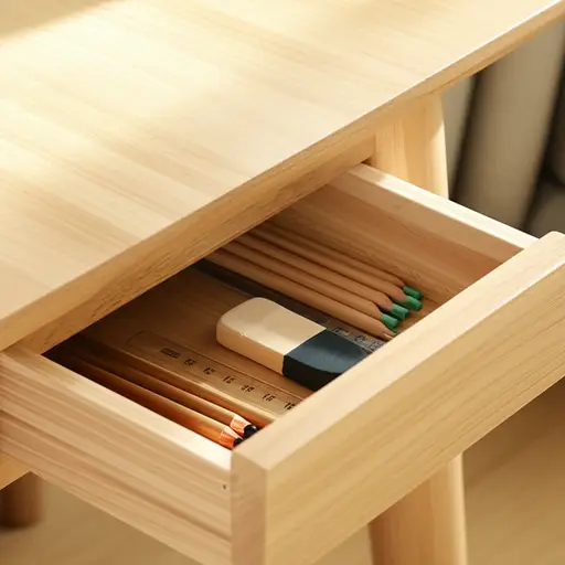 我把文具都放在书桌最下面的抽屉里。