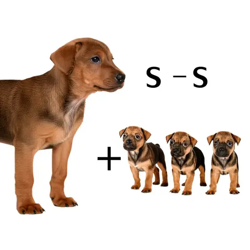 要将“dog”变成复数，你添加复数词尾“-s”。