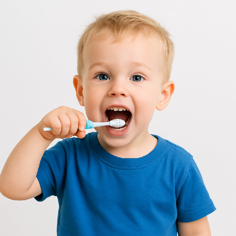 他每天早上刷牙。