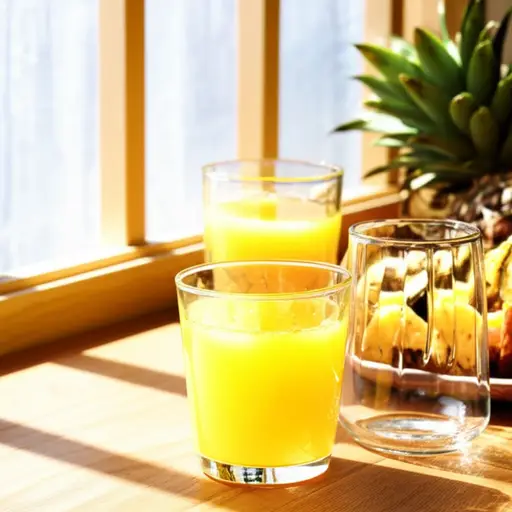 我早餐喝了一杯菠萝汁。