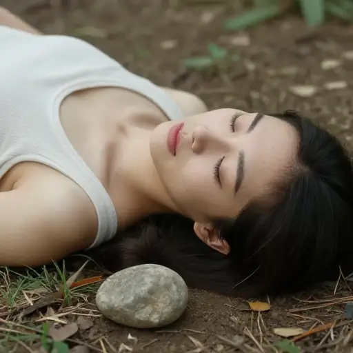 她头部被石头击中，昏了过去。