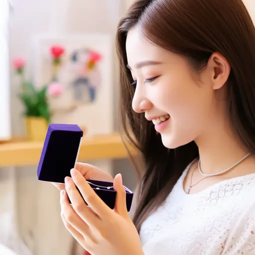 她收到了一条美丽的钻石项链作为礼物。