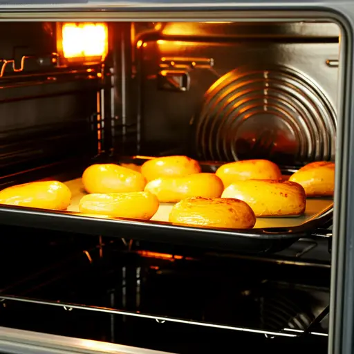 土豆正在烤箱里烤着。