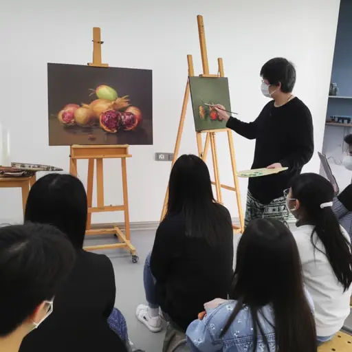 艺术老师向我们展示了不同的绘画技巧。