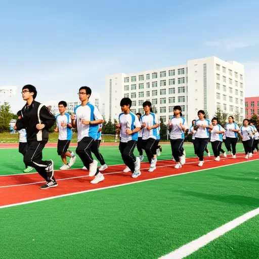 我们经常在体育课上跑步。