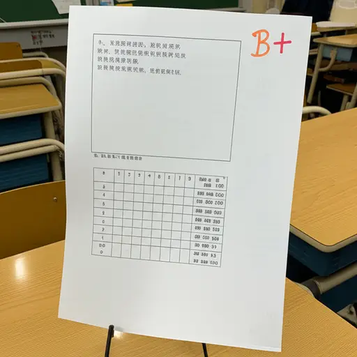 我的生物成绩是B+。