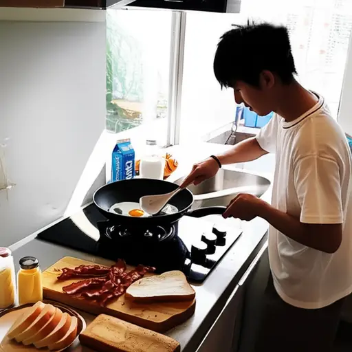 我每天早上都做早餐。