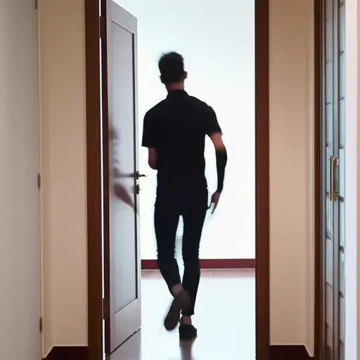 我朝门的方向后退。