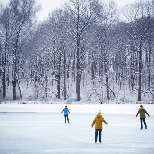他们在结冰的湖面上滑冰。