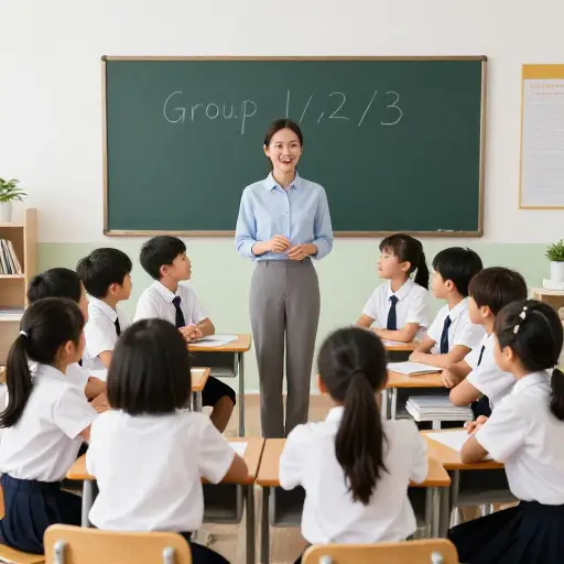 老师把孩子们分成了三个小组。