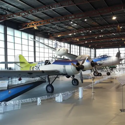 许多老式飞机在博物馆里展出。