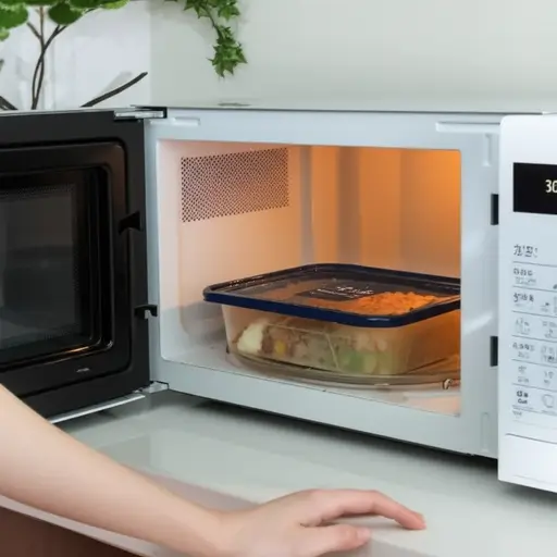 我们只需把一些冷冻食物放进微波炉，几分钟后餐点就准备好了。