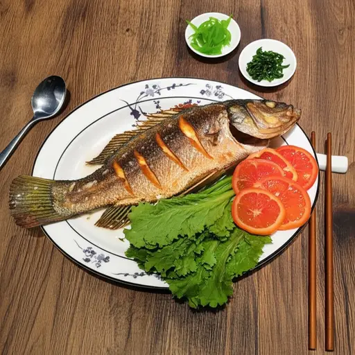 我的主菜吃了鱼。