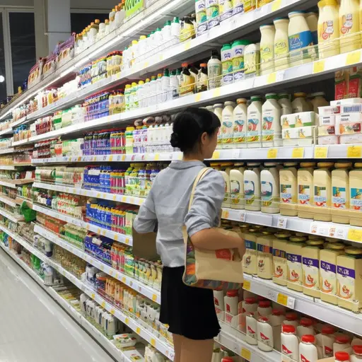 我们需要买杂货、牛奶、面包之类的东西。