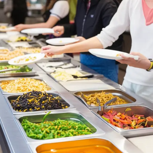 在自助餐上，客人们可以自取菜肴。