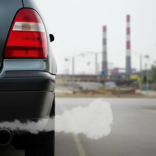 汽车产生二氧化碳，这种化学元素的结合污染我们的环境并促进温室效应。