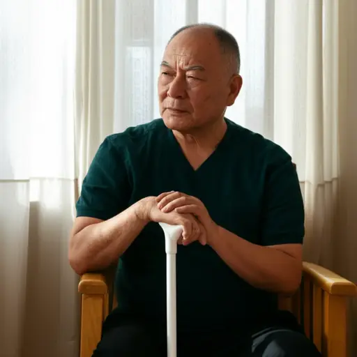 他六十多岁时开始失明。